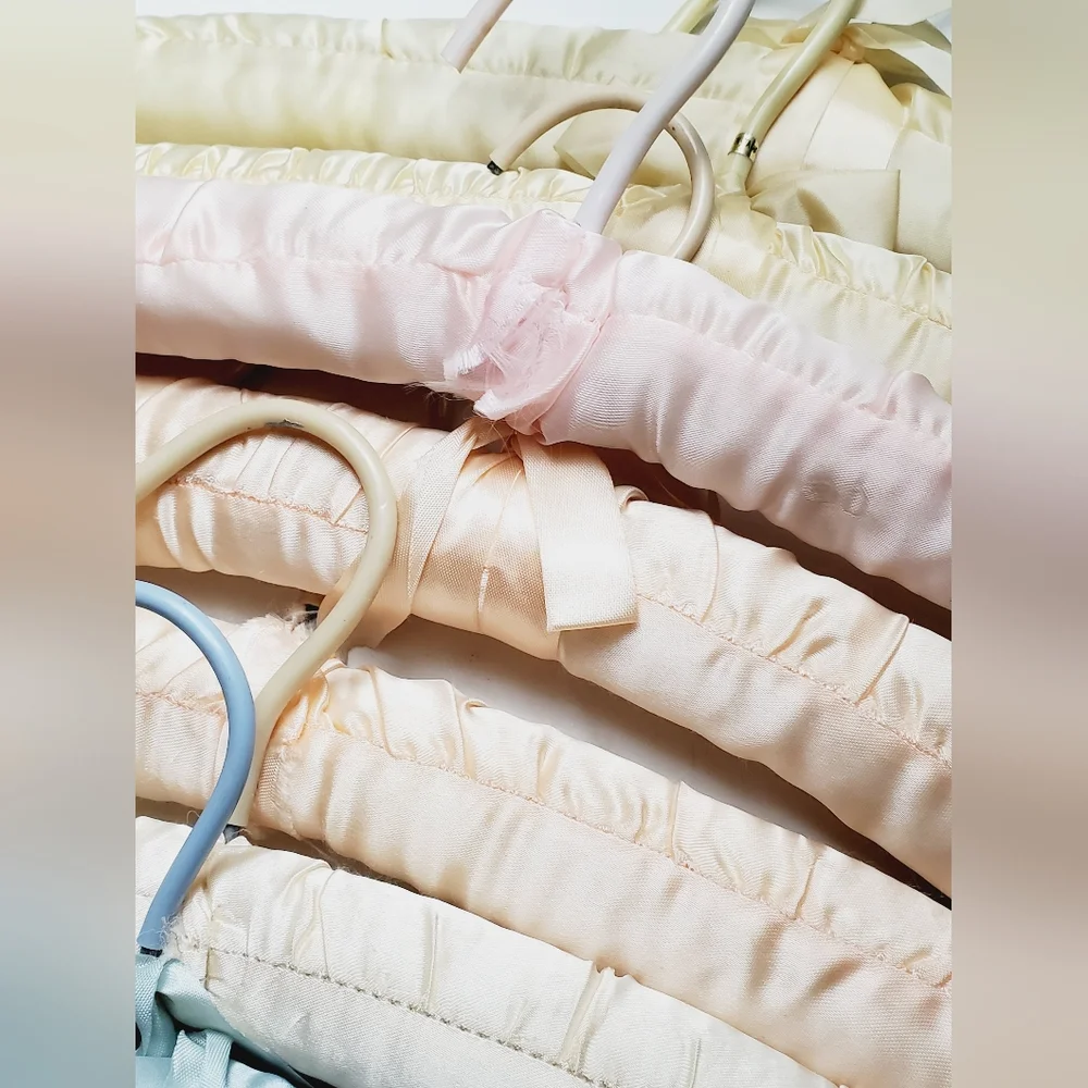 Vintage Lot Of 22 Colorful Mixed Satin And Cotton Padded Hangers